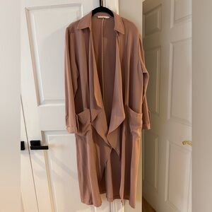 Stylish Rose Pink Drape Duster Coat